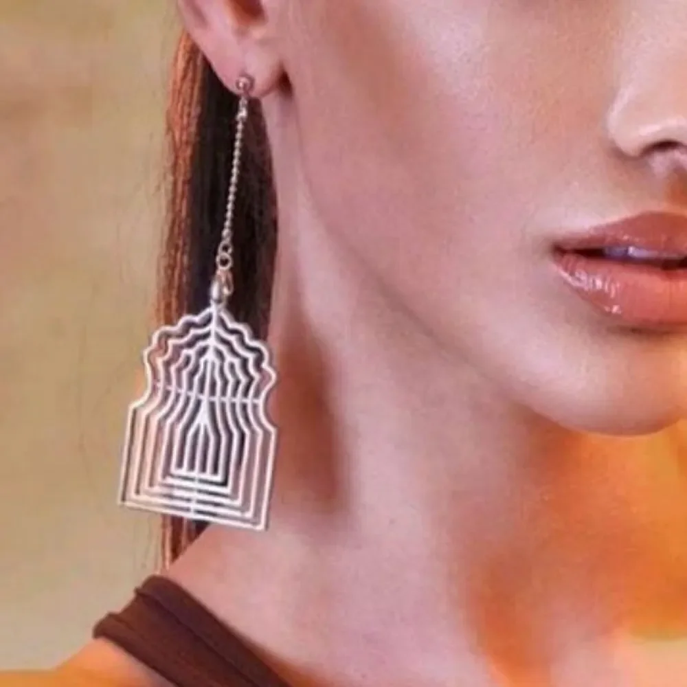 Free People Silver Cage Earrings